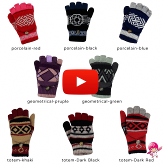 LAVARE Winter Half Thumb Open Fingers Convertible Mittens Gloves Knit Elastic