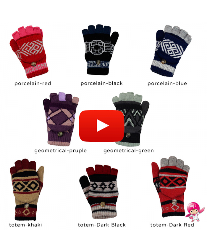 LAVARE Winter Half Thumb Open Fingers Convertible Mittens Gloves Knit Elastic