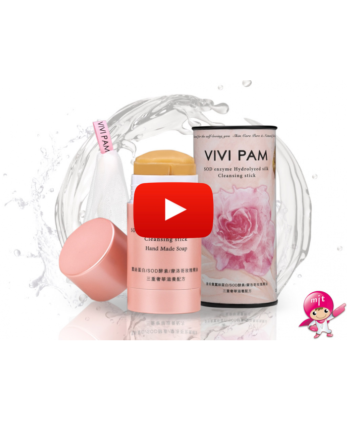 VIVI PAM SOD Enzyme Hydrolyzed Silk Cleansing Stick (Bubble Foaming Net x1), 2.3 Ounce, Alkali-free, Preservatives-free, Compound essence-free, Synthetic surfactants-free, Harmful chemical-free